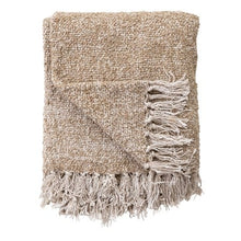 Load image into Gallery viewer, Woven Acrylic Blend Throw w/ Fringe, Brown &amp; Natural
