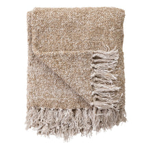 Load image into Gallery viewer, Woven Acrylic Blend Throw w/ Fringe, Brown &amp; Natural

