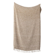 Load image into Gallery viewer, Woven Acrylic Blend Throw w/ Fringe, Brown &amp; Natural

