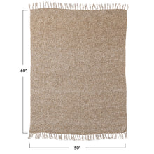 Load image into Gallery viewer, Woven Acrylic Blend Throw w/ Fringe, Brown &amp; Natural
