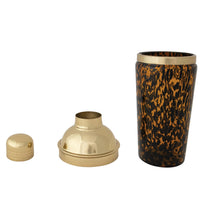 Load image into Gallery viewer, 20 oz. Confetti Glass Cocktail Shaker w/ Stainless Steel Top, Tortoise Shell &amp; Gold Finish
