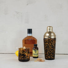 Load image into Gallery viewer, 20 oz. Confetti Glass Cocktail Shaker w/ Stainless Steel Top, Tortoise Shell &amp; Gold Finish
