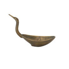 Load image into Gallery viewer, 10"L x 4-3/4"W Cast Aluminum Bird Shaped Bowl, Antique Brass Finish
