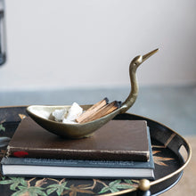 Load image into Gallery viewer, 10"L x 4-3/4"W Cast Aluminum Bird Shaped Bowl, Antique Brass Finish
