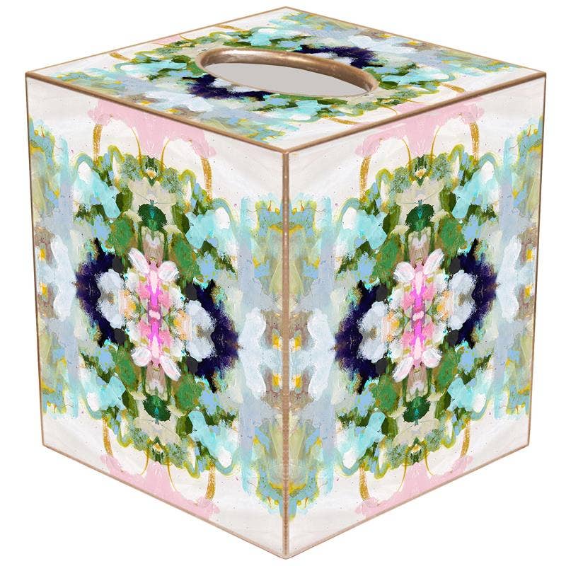 Laura Park Nantucket Bloom Tissue Box Cover: Paper Mache