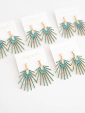 Load image into Gallery viewer, Turquoise Sunburst Statement Drop Earrings
