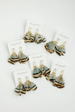 Load image into Gallery viewer, Brown Striped Fall Feather Statement Tassel Earrings
