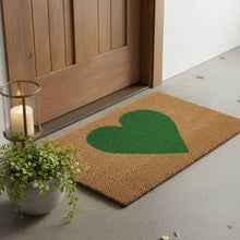 Load image into Gallery viewer, 24" X 36" Brown And Green Heart Outdoor Coir Door Mat
