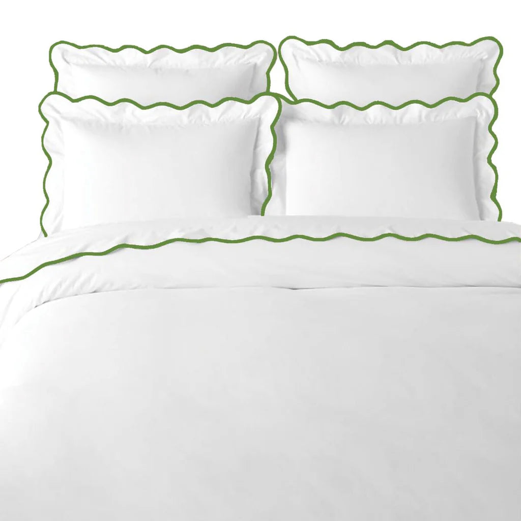 Green Scalloped Duvet Cover by Laura Park