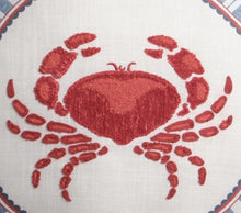 Load image into Gallery viewer, Nautica Red Crab &amp; Blue Striped Embroidered Indoor/Outdoor Pillow

