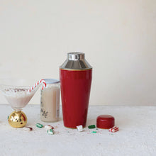 Load image into Gallery viewer, 22 oz. Enameled Stainless Steel Cocktail Shaker w/ Gold Rim, Red
