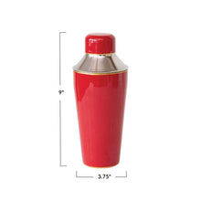 Load image into Gallery viewer, 22 oz. Enameled Stainless Steel Cocktail Shaker w/ Gold Rim, Red
