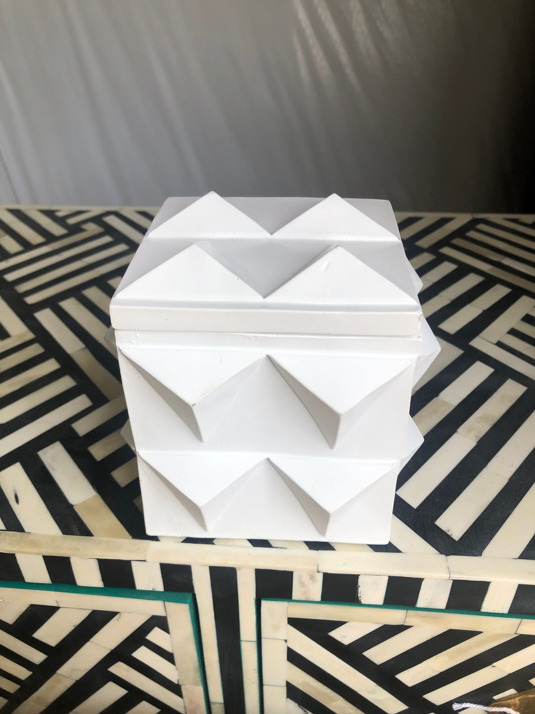 White Geometric Spike Box