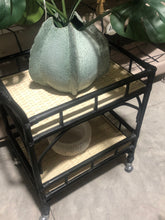 Load image into Gallery viewer, Black Rattan Bar Cart
